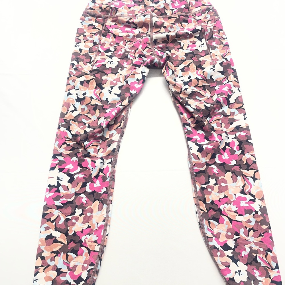 Athleta Pink and Brown Floral Leggings - Picture 5 of 11